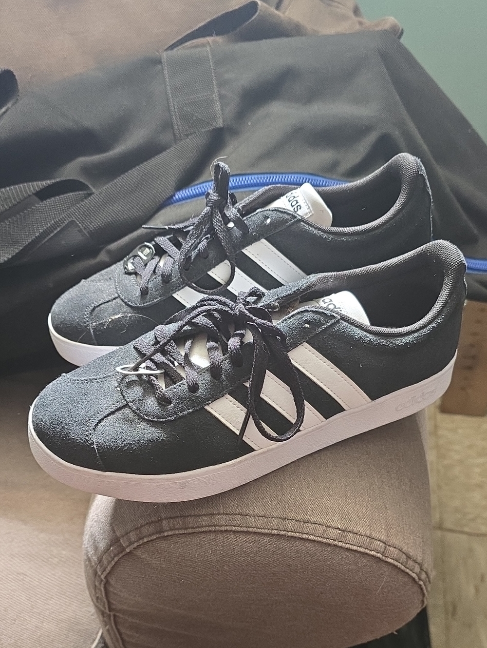 adidas Black and White Suede Low-Top Sneakers